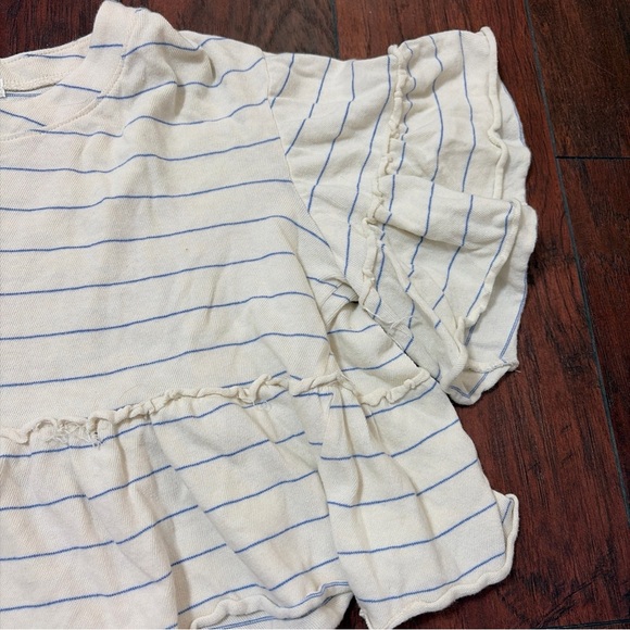 Altar'd State Cream Crop Top with Light Blue Stripes - Picture 3 of 4